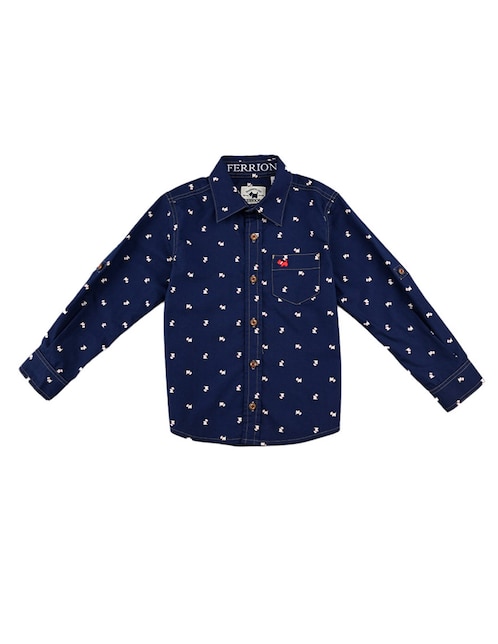 Camisa casual de algodón manga larga para niño