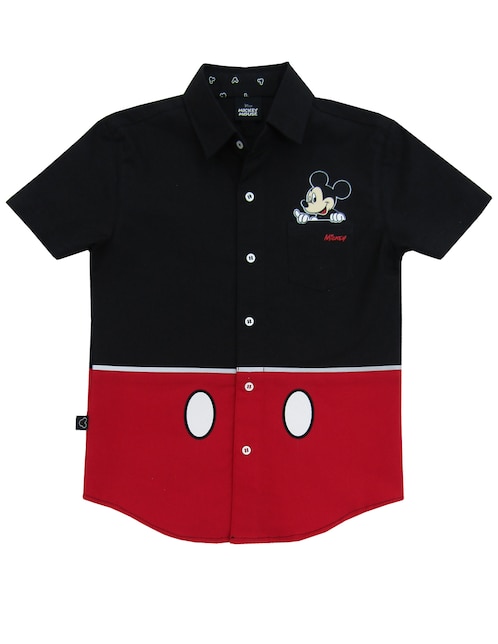 Camisa casual Mickey de algodón manga corta para niño