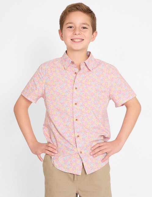 Camisa casual manga corta para niño -
Hecho con Tela Liberty