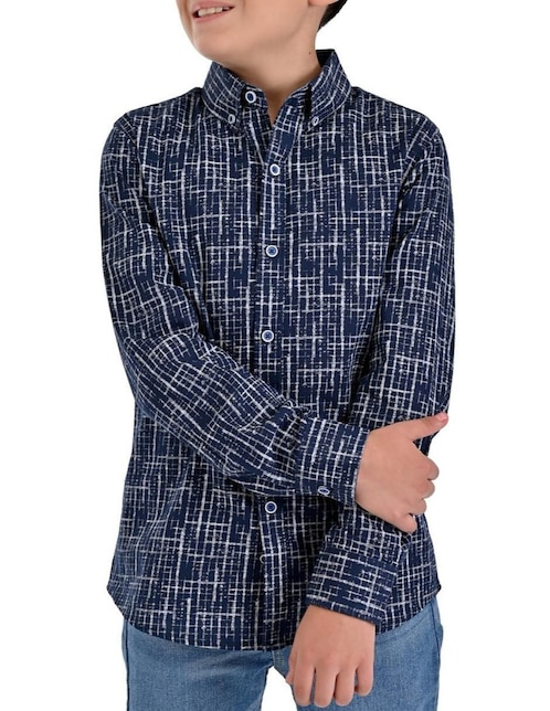Camisa casual Yale de algodón manga larga para niño
