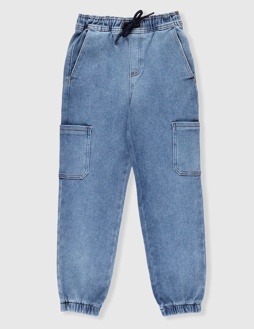 Jeans jogger straight Piquenique deslavado para niño