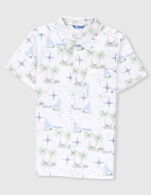 Camisa casual Piquenique de algodón manga corta para niño