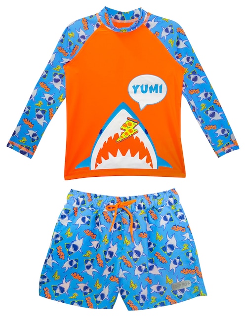 Conjunto wetshirt Sunskin estampado gráfico para niño