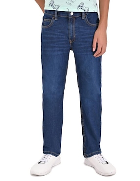 Jeans Slim Yale Lavado Obscuro Para Niño