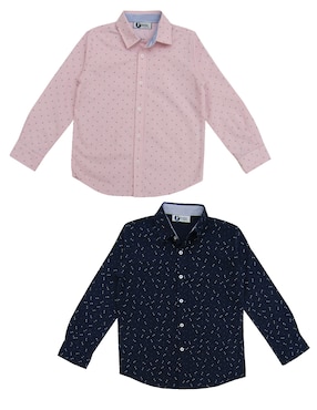 Set De Camisa Casual Push De Algodón Manga Larga Para Niño