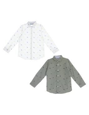 Set Camisa Casual Push De Algodón Manga Larga Para Niño