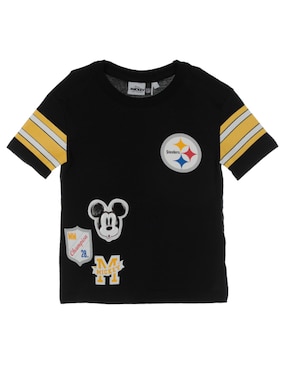 Playera NFL Mickey Pittsburgh Steelers Manga Corta Para Niño