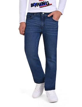 Jeans Slim Yale Lavado Obscuro Para Niño