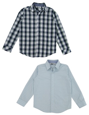 Set De Camisa Casual Push De Algodón Manga Larga Para Niño