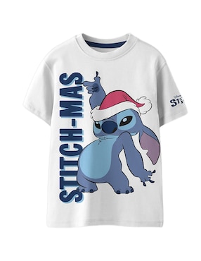 Playera Stitch Manga Corta Para Niño