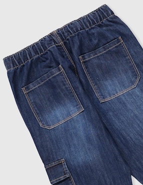 Jeans cargo straight Matt & Megan lavado obscuro para niño