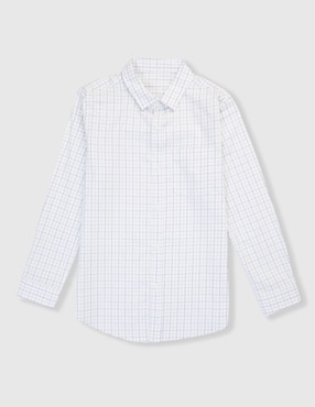 Camisa de vestir Piquenique de algodón manga larga para niño