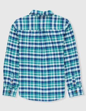 Camisa casual piquenique de algodón manga larga para niño