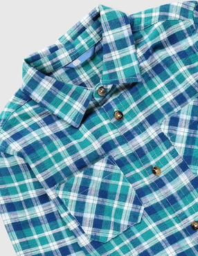Camisa casual piquenique de algodón manga larga para niño