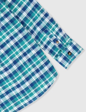 Camisa casual piquenique de algodón manga larga para niño