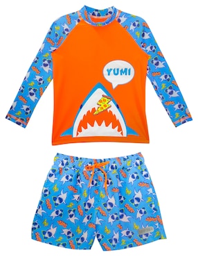 Conjunto wetshirt Sunskin estampado gráfico para niño