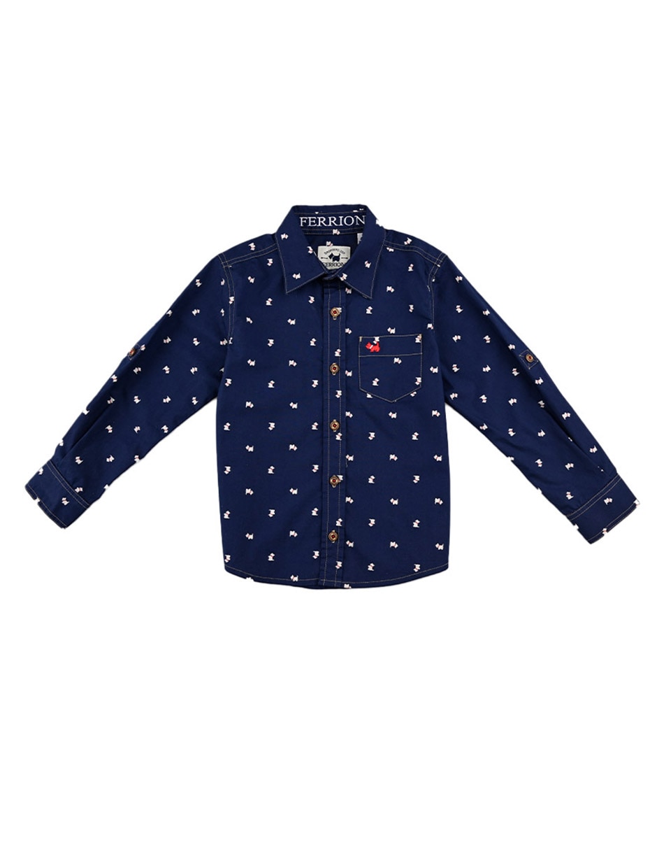 Camisa casual de algodón manga larga para niño