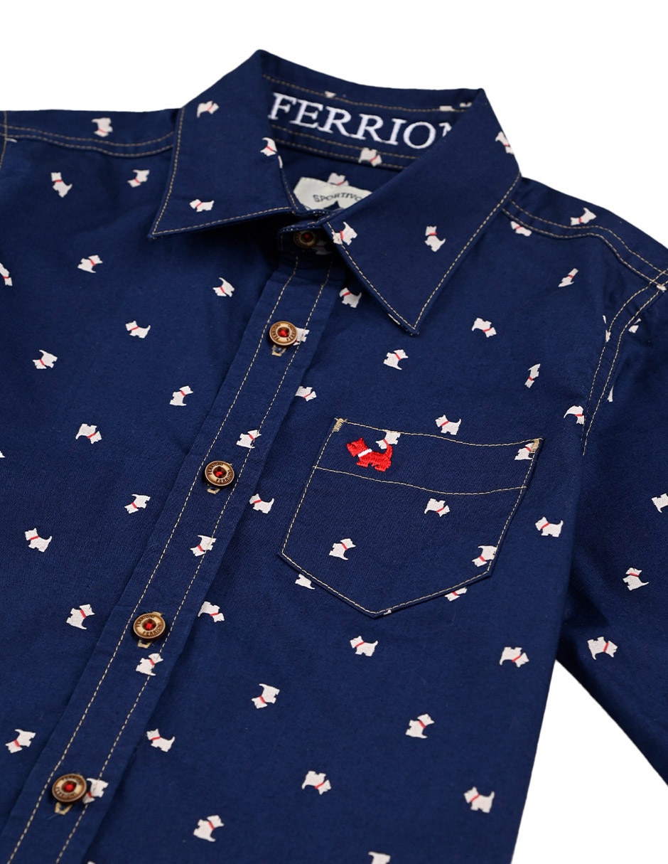 Camisa casual de algodón manga larga para niño 3