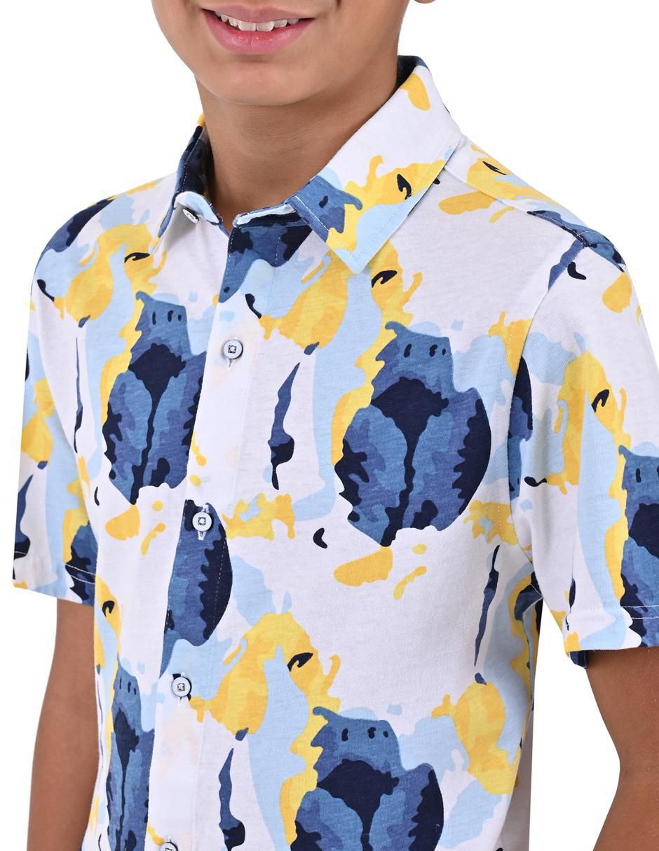 Camisa casual de algodón manga corta para niño 4