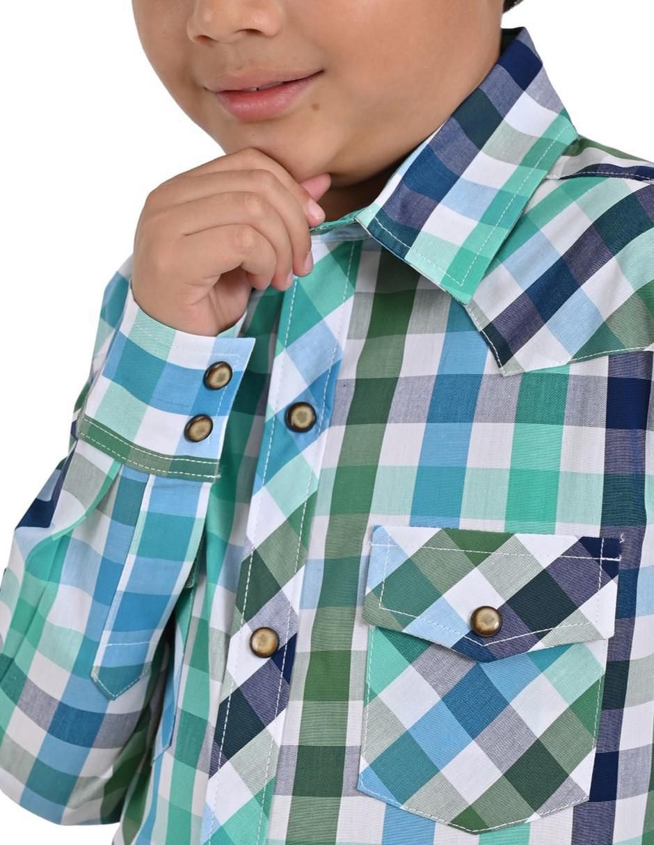 "camisa" casual yale "de" poliéster "manga" larga "para" niño