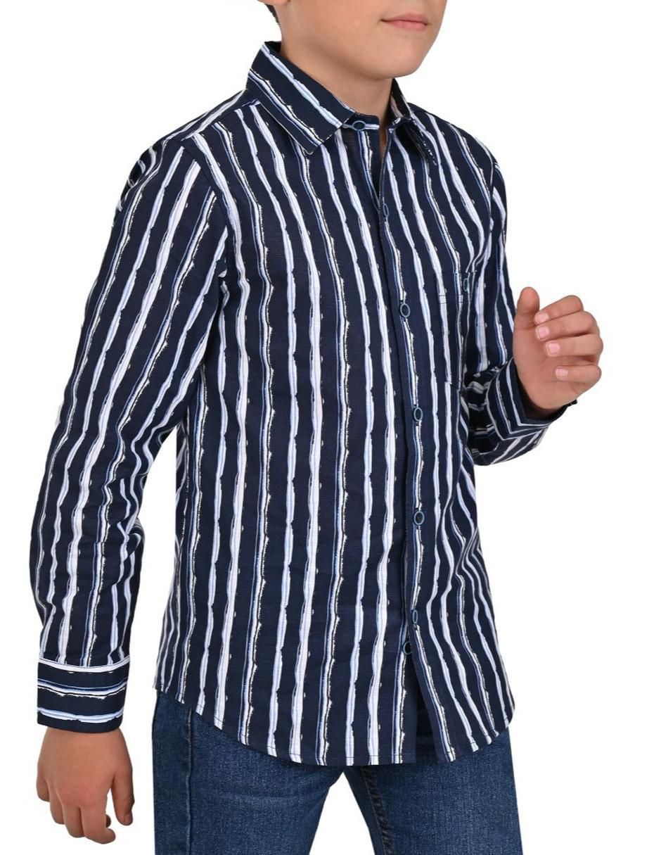 Camisa casual de algodón manga larga para niño 3