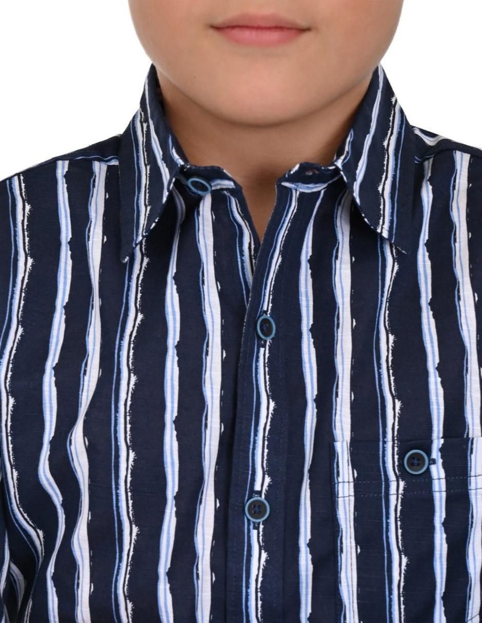 Camisa casual de algodón manga larga para niño 4