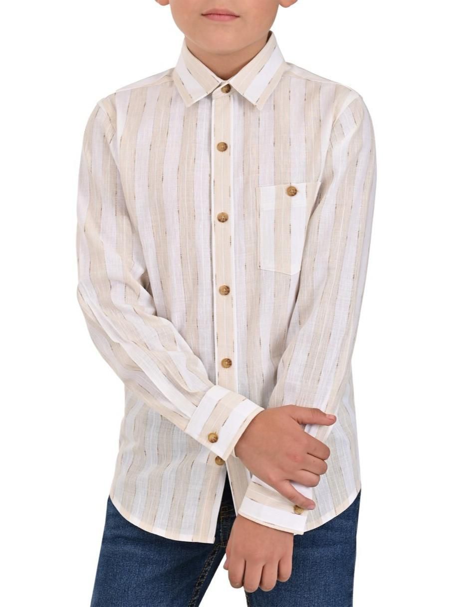 Camisa casual de algodón manga larga para niño