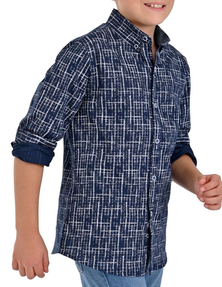Camisa casual de algodón manga larga para niño 3
