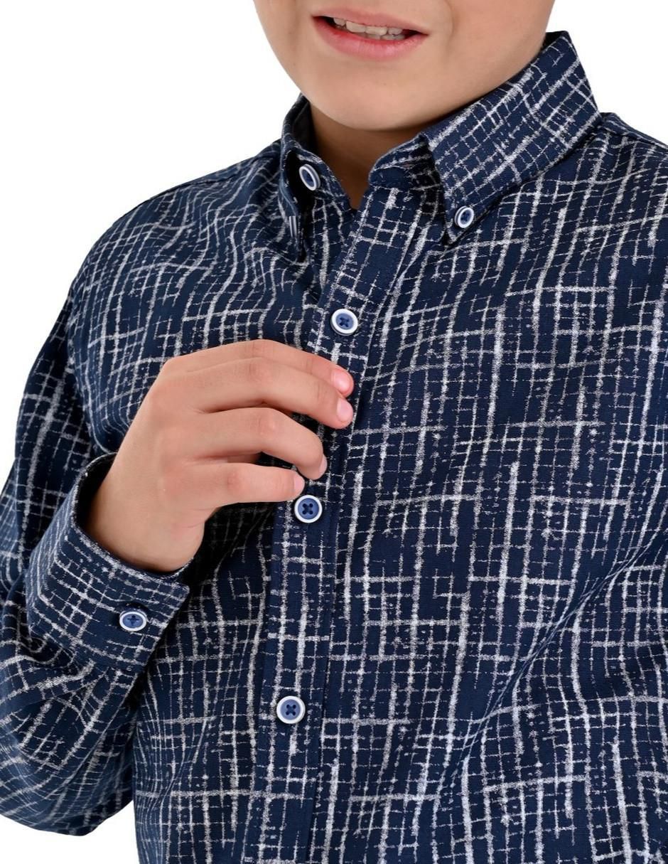 Camisa casual de algodón manga larga para niño 4