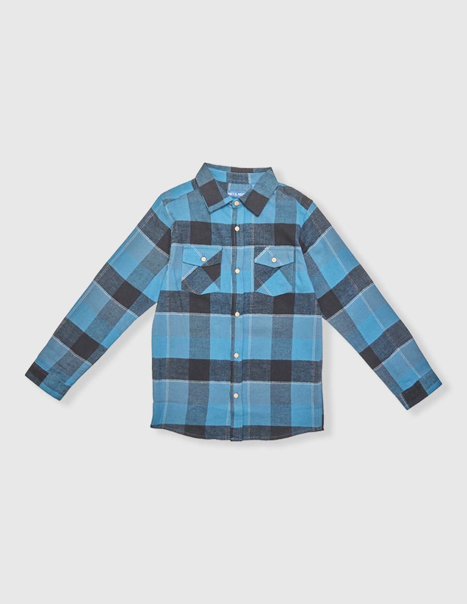 Camisa casual de algodón manga larga para niño 1