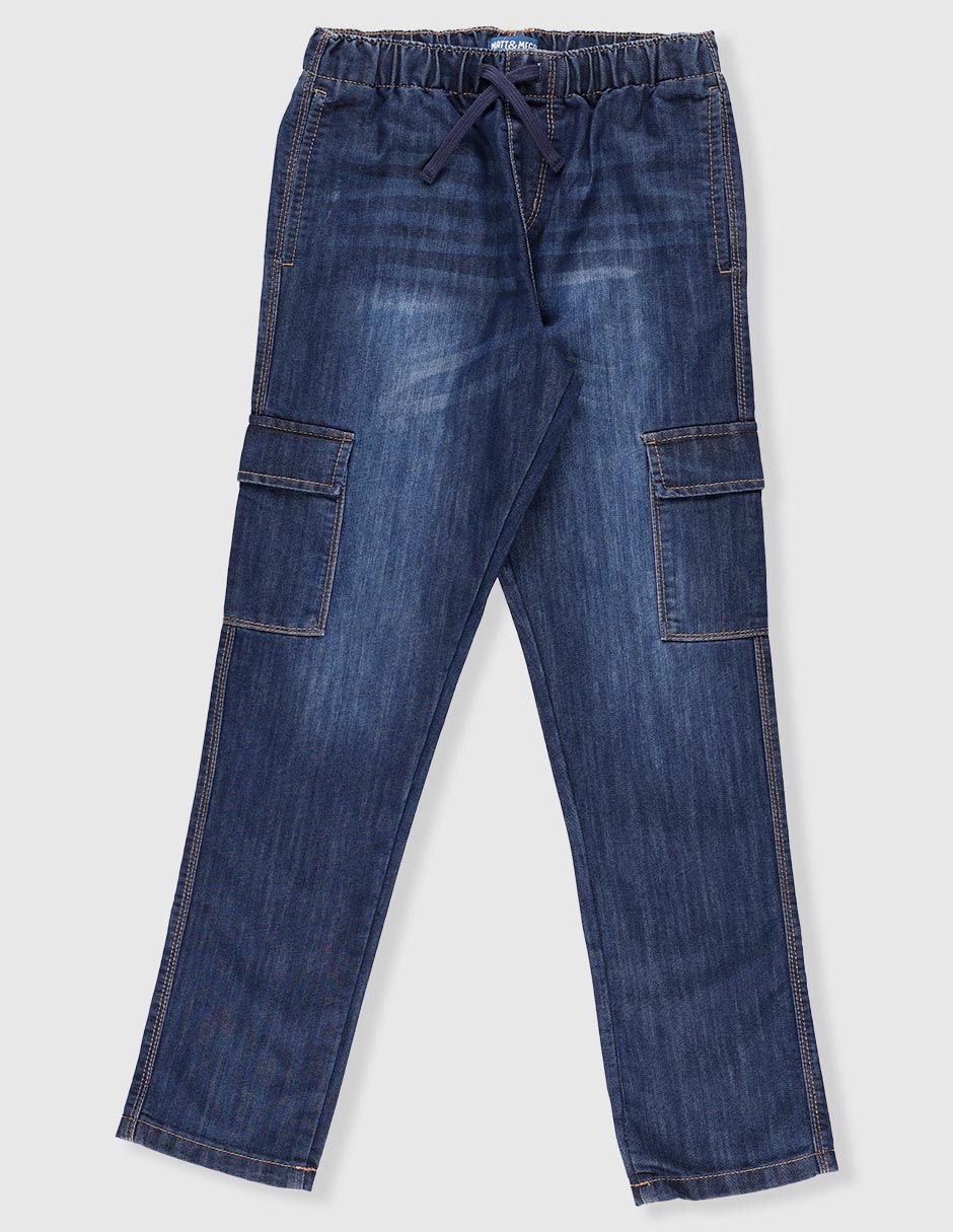 Jeans cargo straight Matt & lavado obscuro para niño