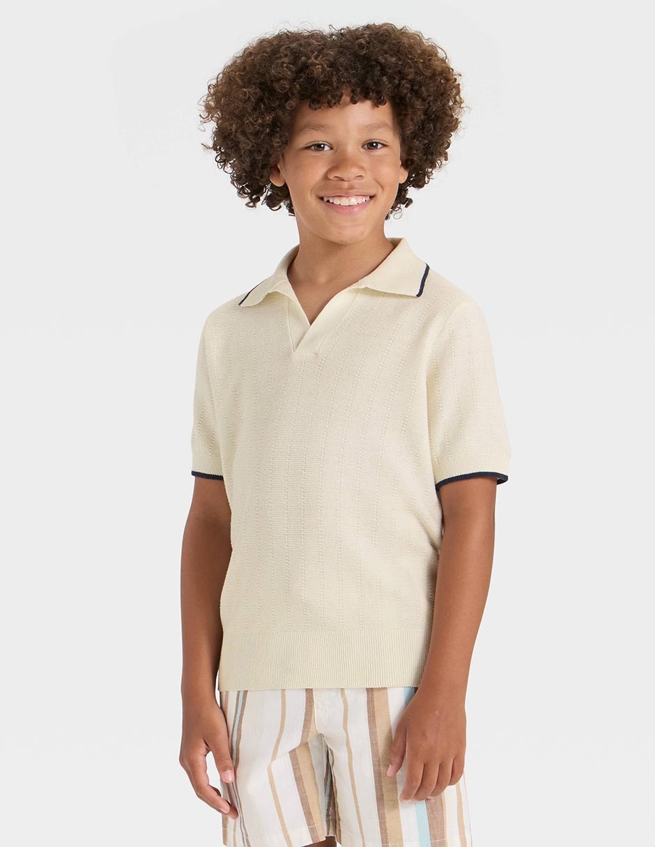 Playera tipo polo de algodón para niño