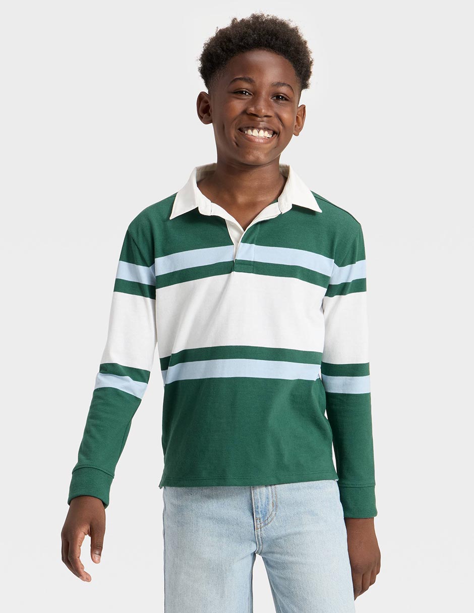 Playera tipo polo de algodón para niño