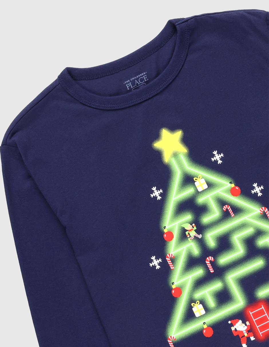 Playera navideña manga larga para niño 4
