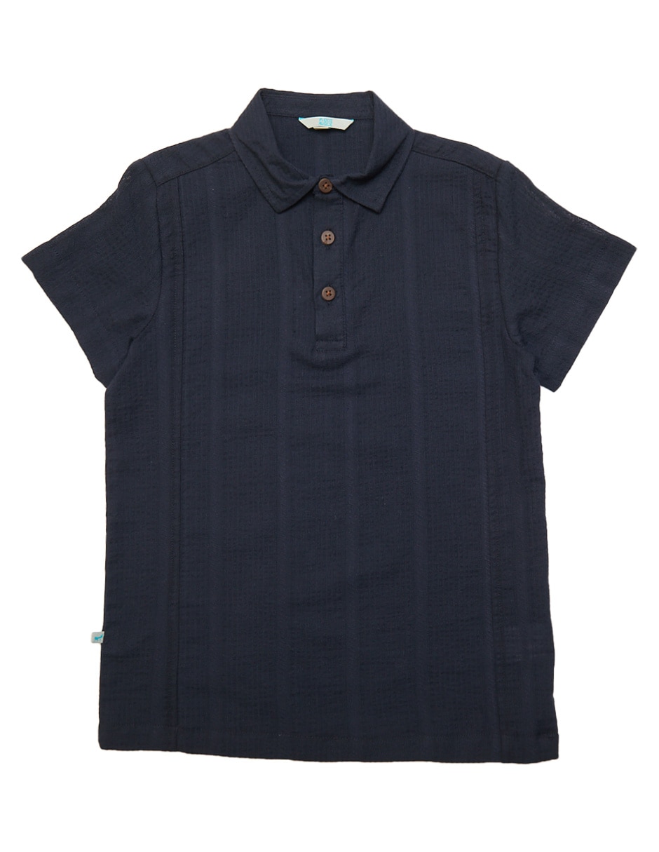 Playera tipo polo de lino para niño