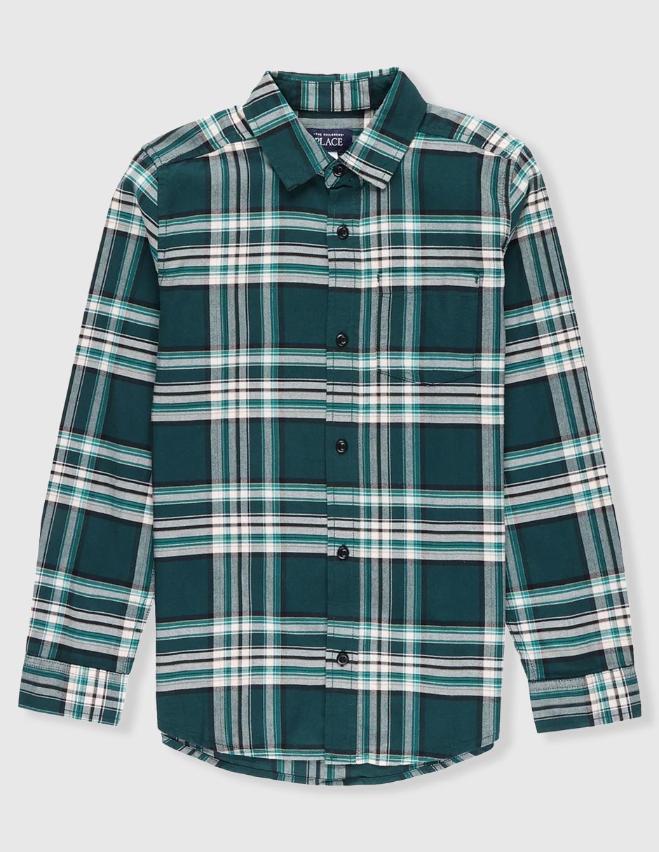 Camisa casual de algodón manga larga para niño
