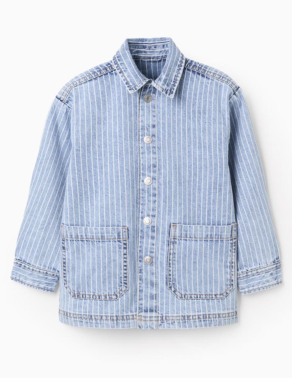 Camisa casual de mezclilla manga larga para niño
