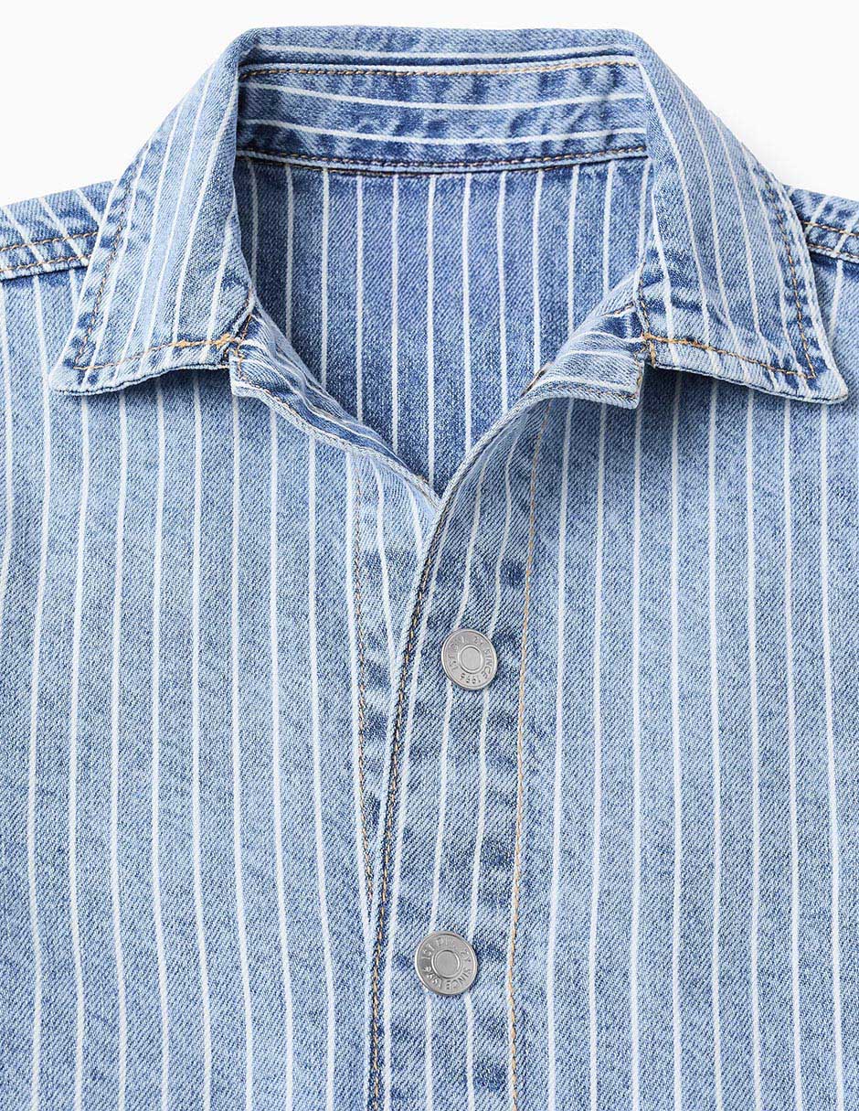 Camisa casual de mezclilla manga larga para niño 3