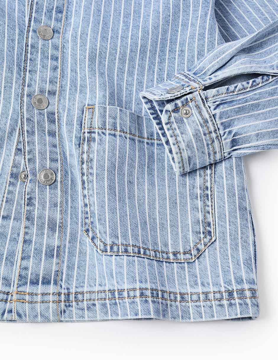 Camisa casual de mezclilla manga larga para niño 4