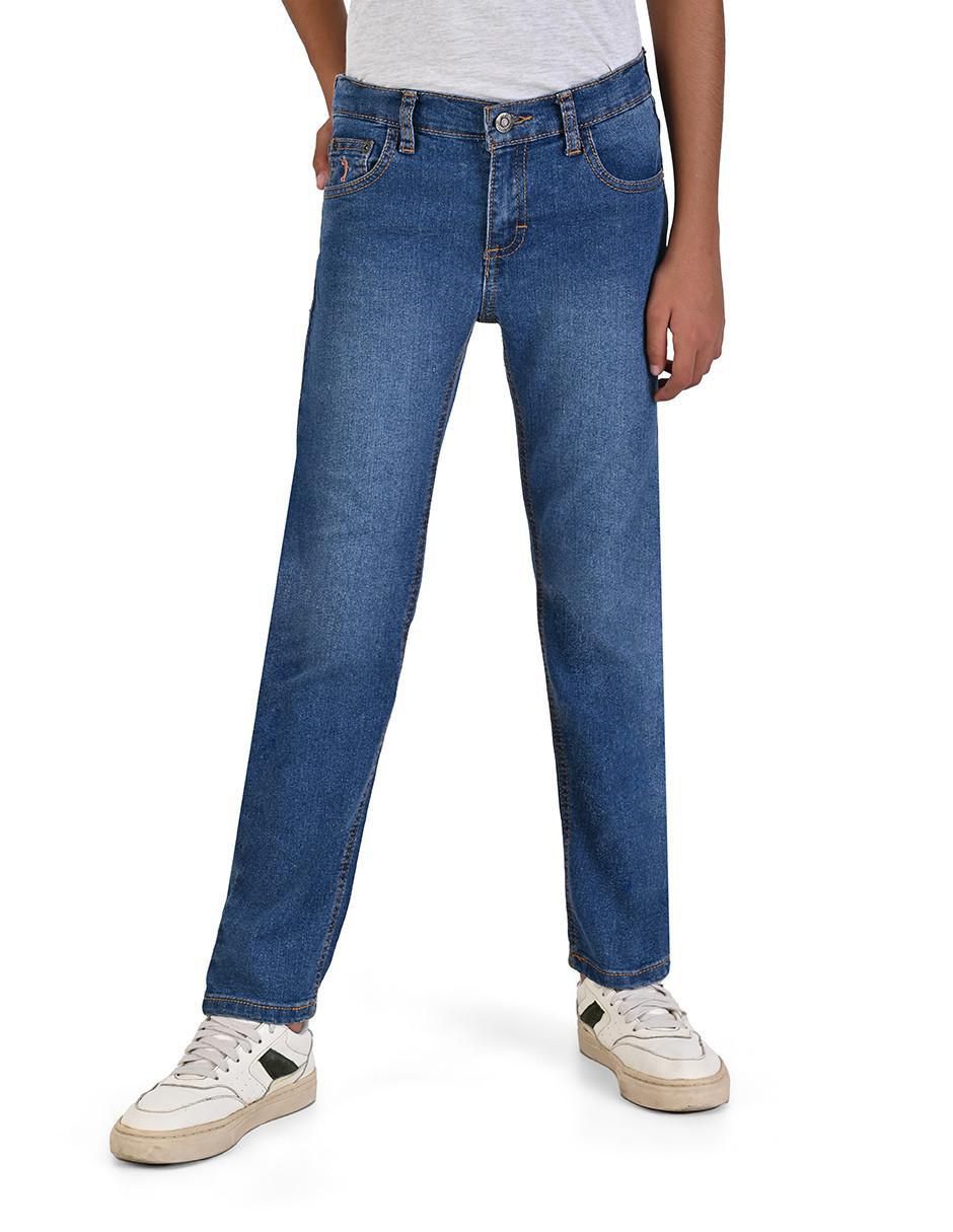 Jeans slim lavado medio para niño