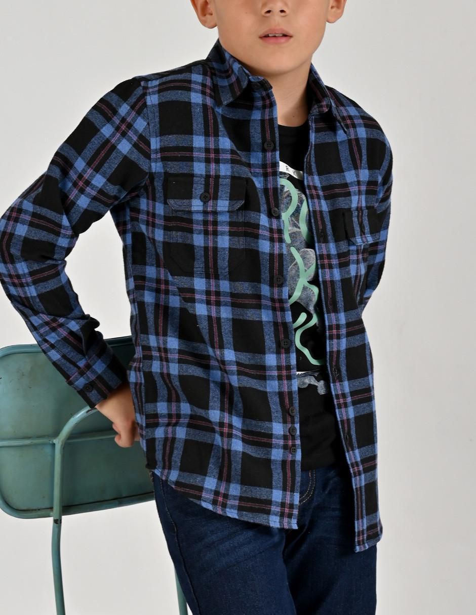Camisa casual de algodón manga larga para niño 5
