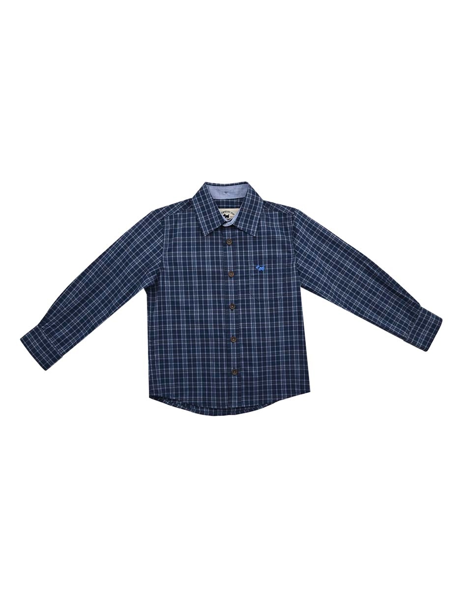 Camisa casual Culbertson de algodón manga larga para niño