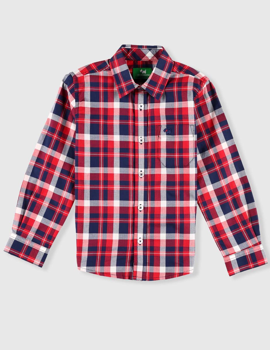 Camisa casual de algodón manga larga para niño