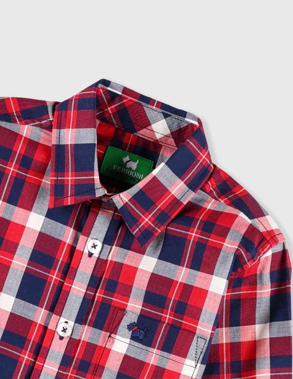 Camisa casual de algodón manga larga para niño 4