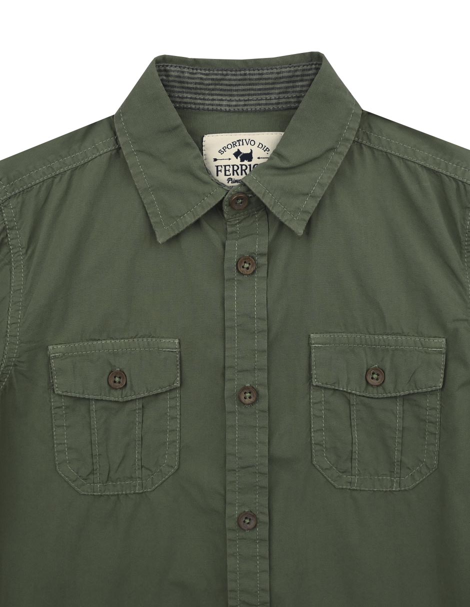Camisa casual Zilai de algodón manga larga para niño 3