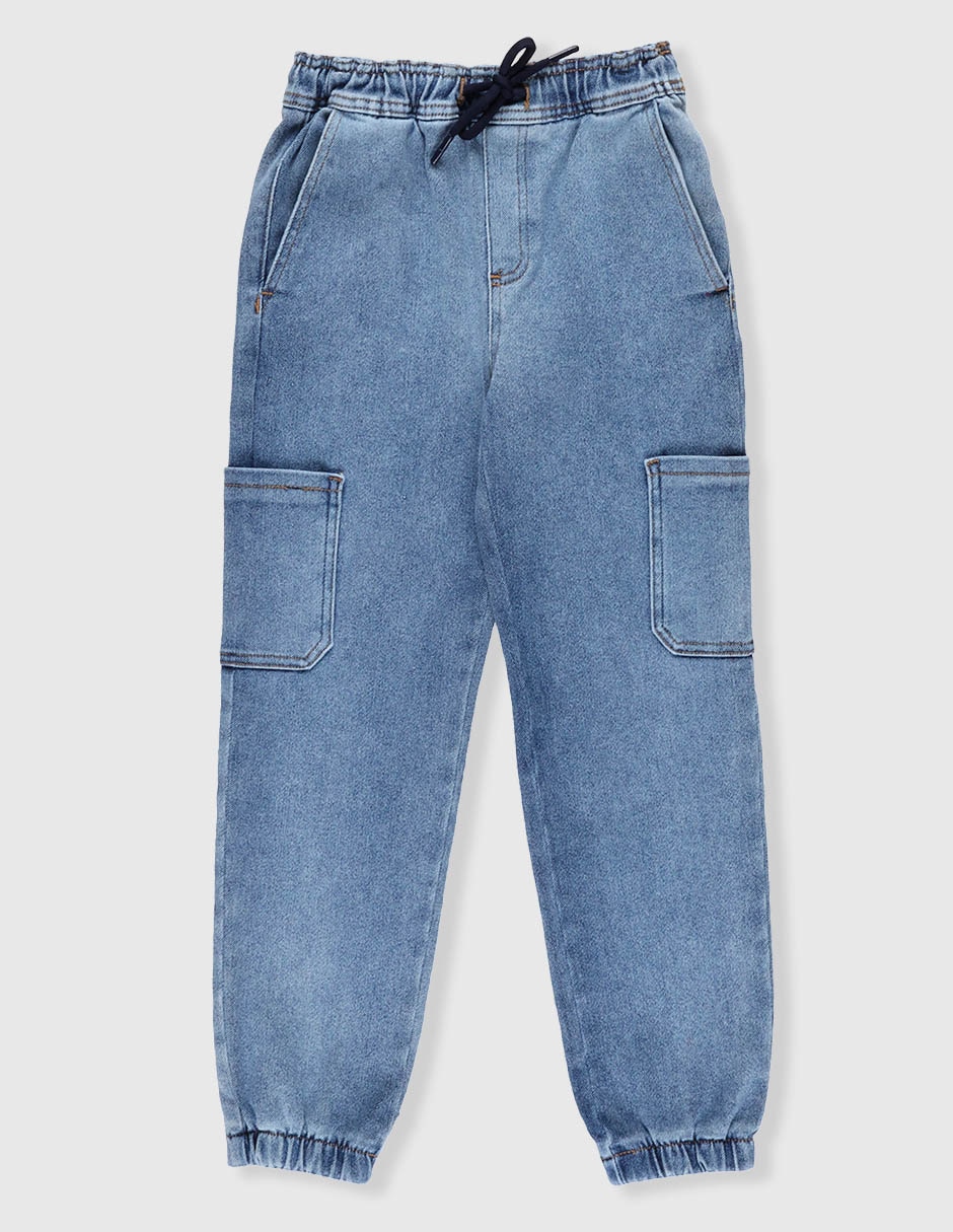 Jeans jogger straight deslavado para niño