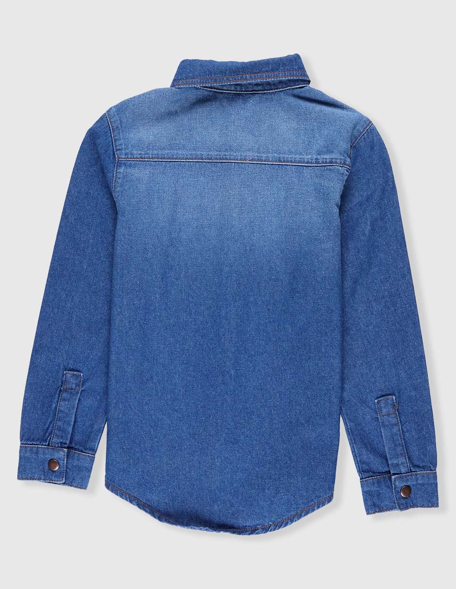Camisa casual de mezclilla manga larga para niño 2