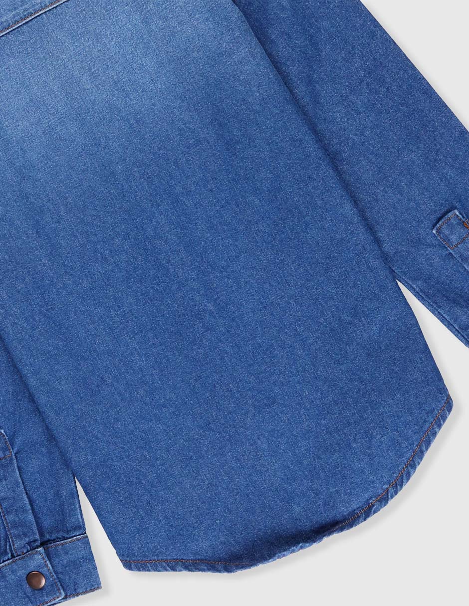 Camisa casual de mezclilla manga larga para niño 3