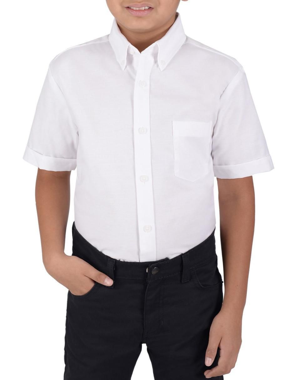 Camisa escolar de algodón manga corta para niño Camisa escolar de algodón manga corta para niño