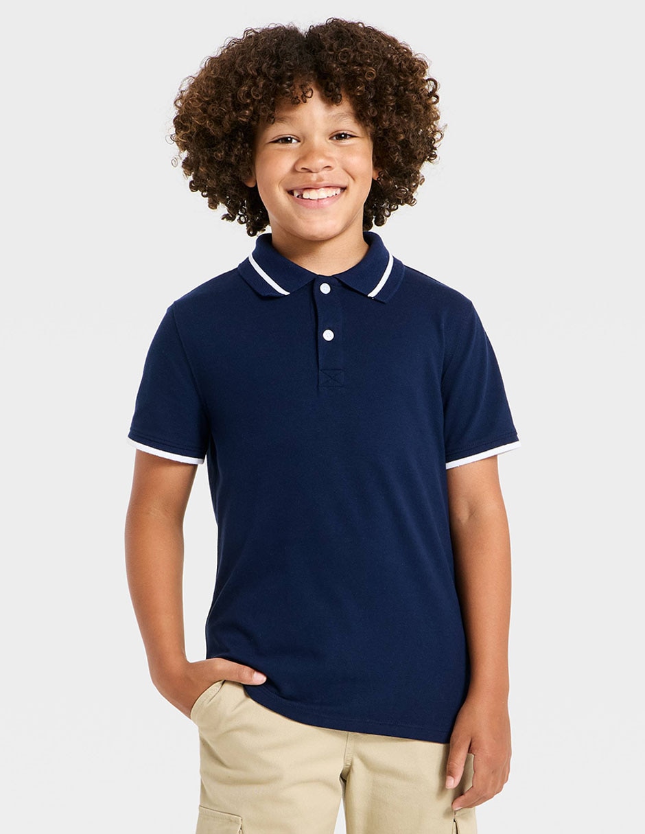 Playera tipo polo de algodón para niño
